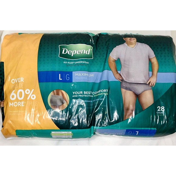 NIP Depend Men Size Large Fit-Flex Incontinence Gray Underwear Maximum 28 Count - Picture 1 of 1